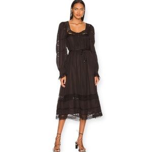 Tulrosa Lace Carina Midi Dress In Black NWT Size Small Revolve